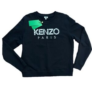 NWT Kenzo Black Paris Logo Cotton Long Sleeves Sweatshirt Women's XL